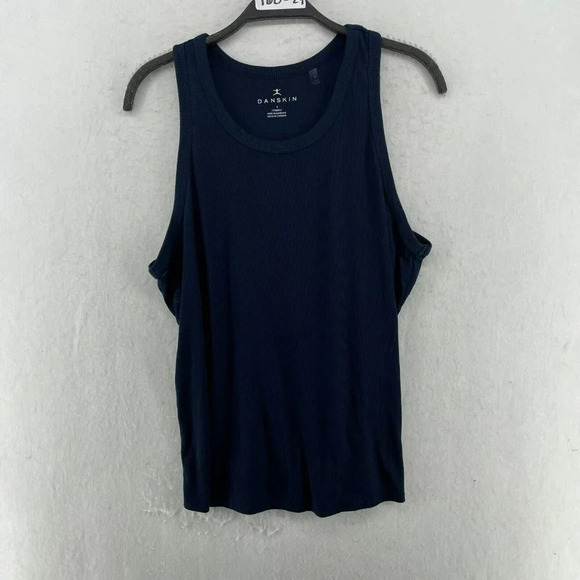 Danskin Tops - Danskin Tank Top Womens Sz L Blue Scoop Neck Wide Strap Stretch Ribbed